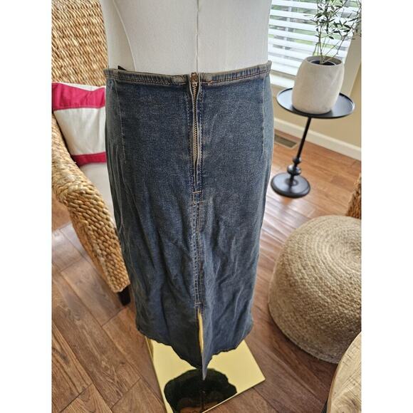Arden B Vintage Denim Jean Ruched Pencil Skirt Women's Size L Made in USA - Picture 5 of 7